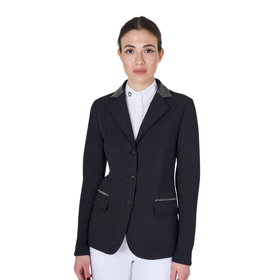 black women’s competition jacket with rhinestones