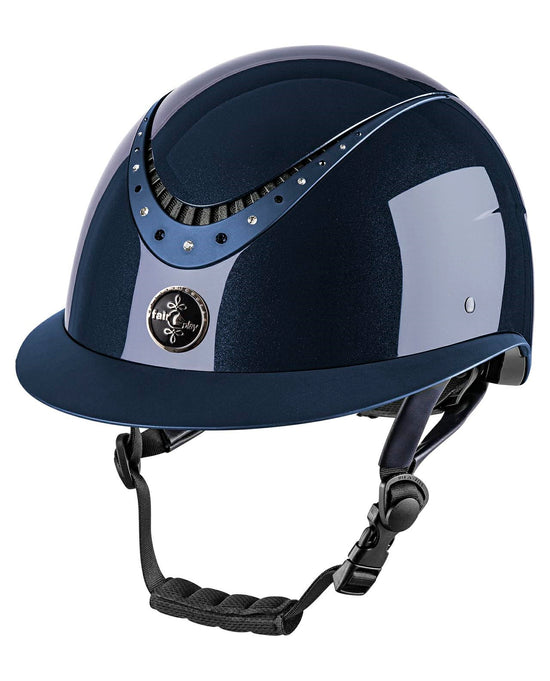 navy shiny riding helmet
