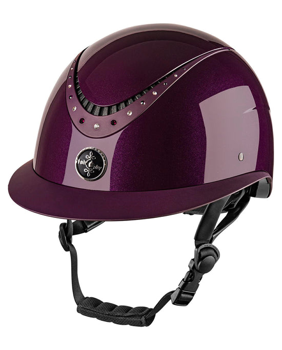Burgundy colored riding helmet