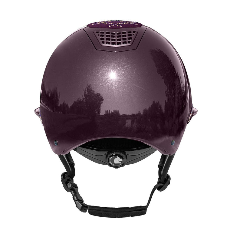Burgundy colored horse riding helmet