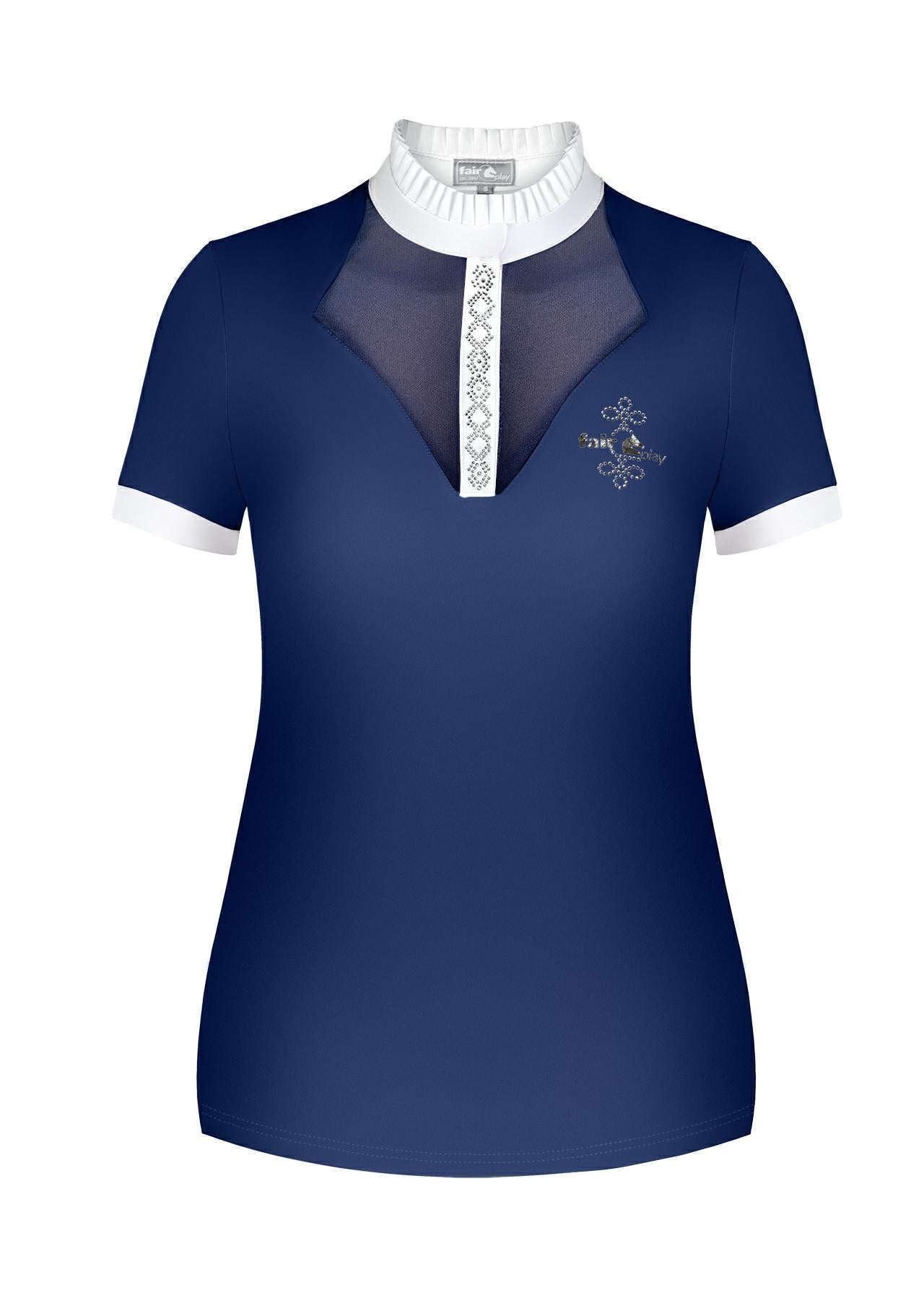 Navy ladies short sleeve show shirt