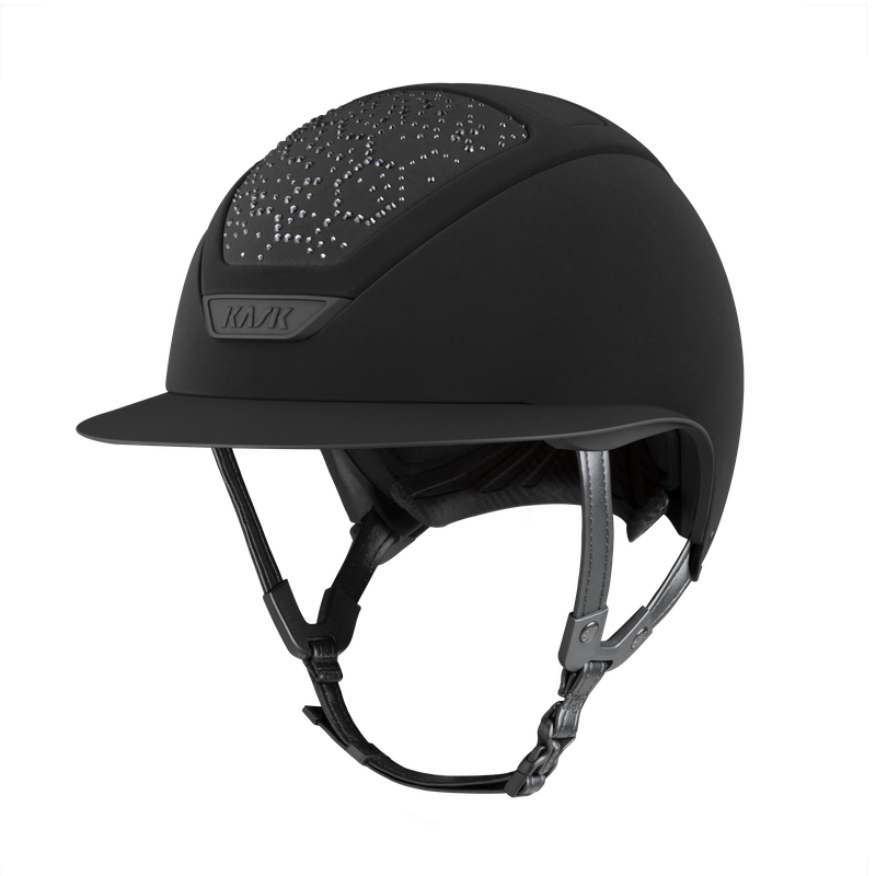Luxury equestrian helmet with Swarovski crystals in Black