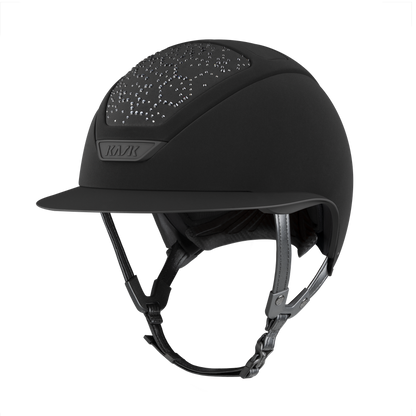Luxury equestrian helmet with Swarovski crystals in Black