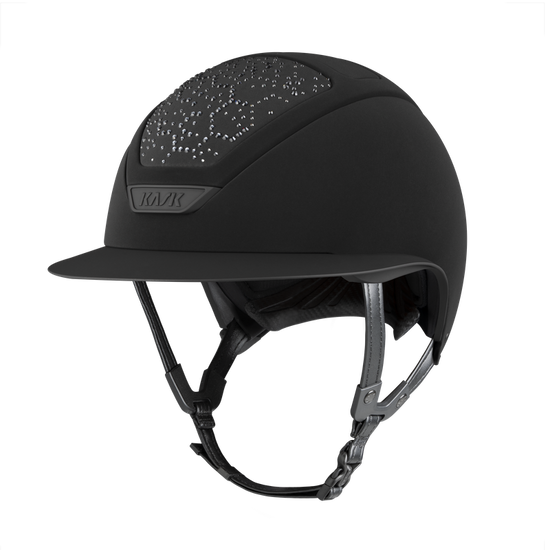 Luxury equestrian helmet with Swarovski crystals in Black