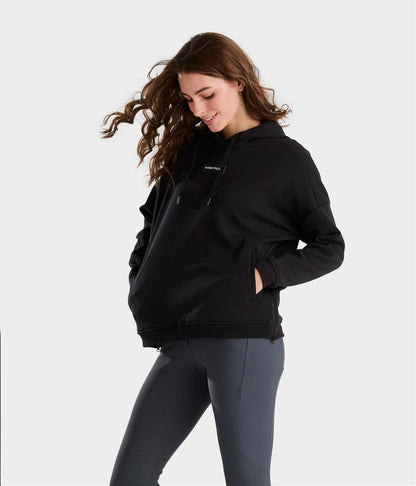 Women’s riding hoodie with soft technical fabric black