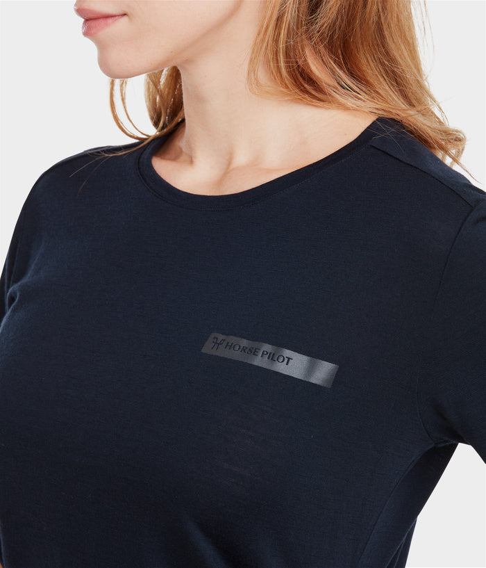 Breathable long sleeve wool shirt for horse riders blue