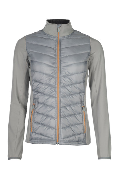 hkm quilted riding jacket prag style jersey nylon with zip pockets grey