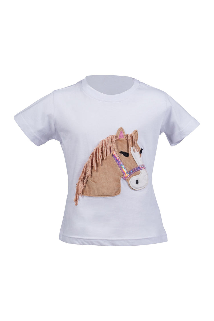 children’s equestrian shirt with horse motif and soft fabrice white