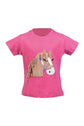 soft breathable kids t shirt with fluffy horse head design pink