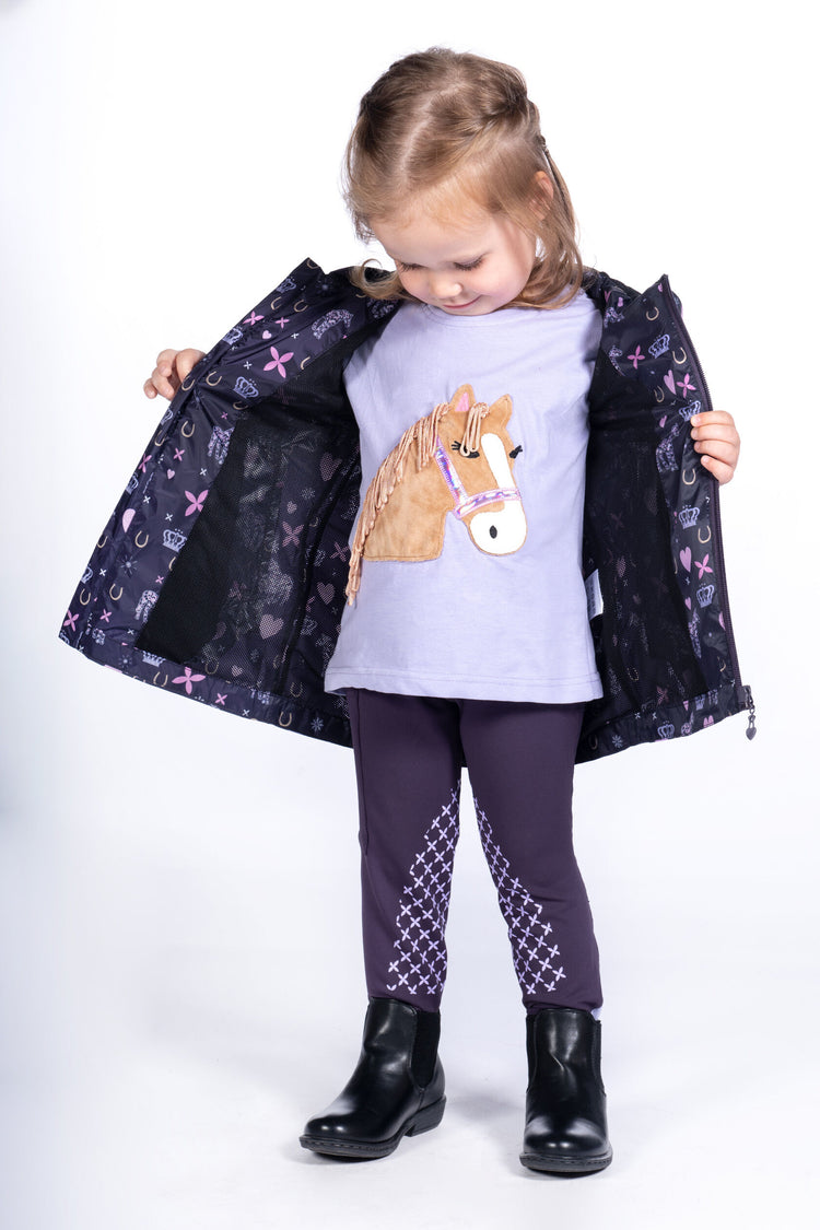 lightweight kids riding t shirt with fluffy horse front print lavender