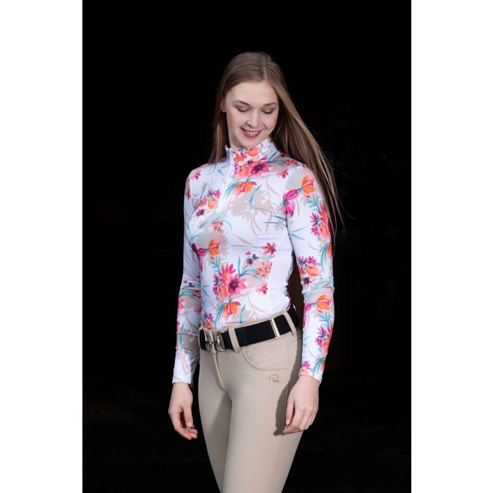 Training shirt for horse riding with flowers
