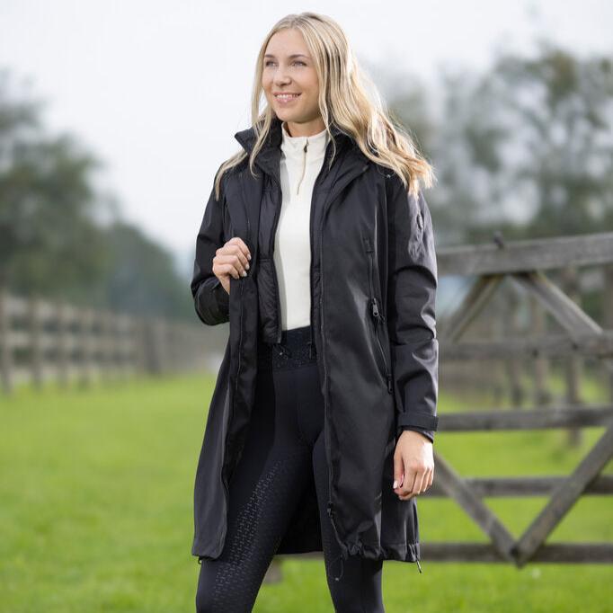 Waterproof horse riding coat long