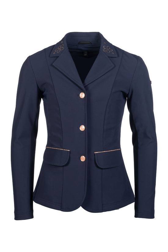 Navy competition jacket for girls with rose gold details