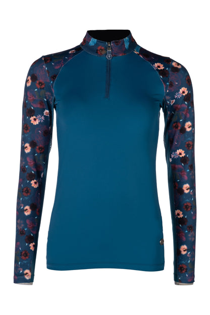 essentials flower equestrian shirt with mesh inserts and uv protection