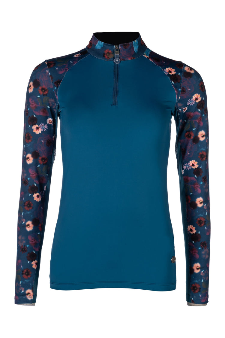essentials flower equestrian shirt with mesh inserts and uv protection