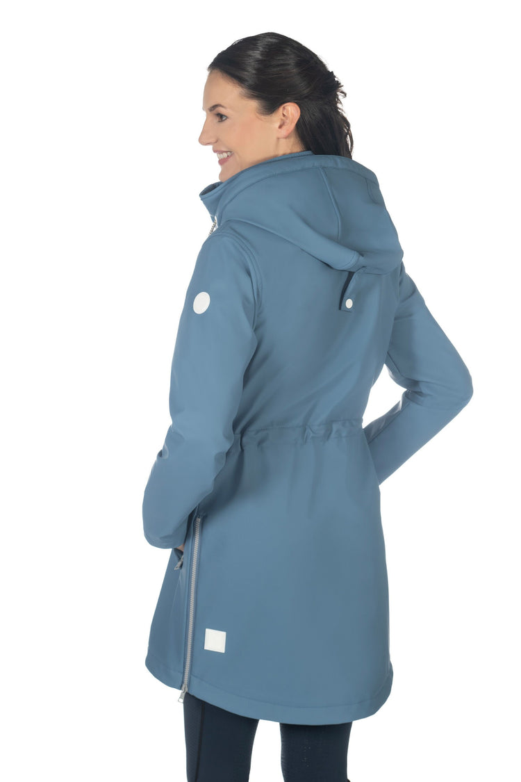 Windproof riding coat with hood for protection on stormy days