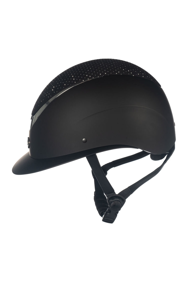 Adjustable equestrian helmet with aeration holes for ventilation black