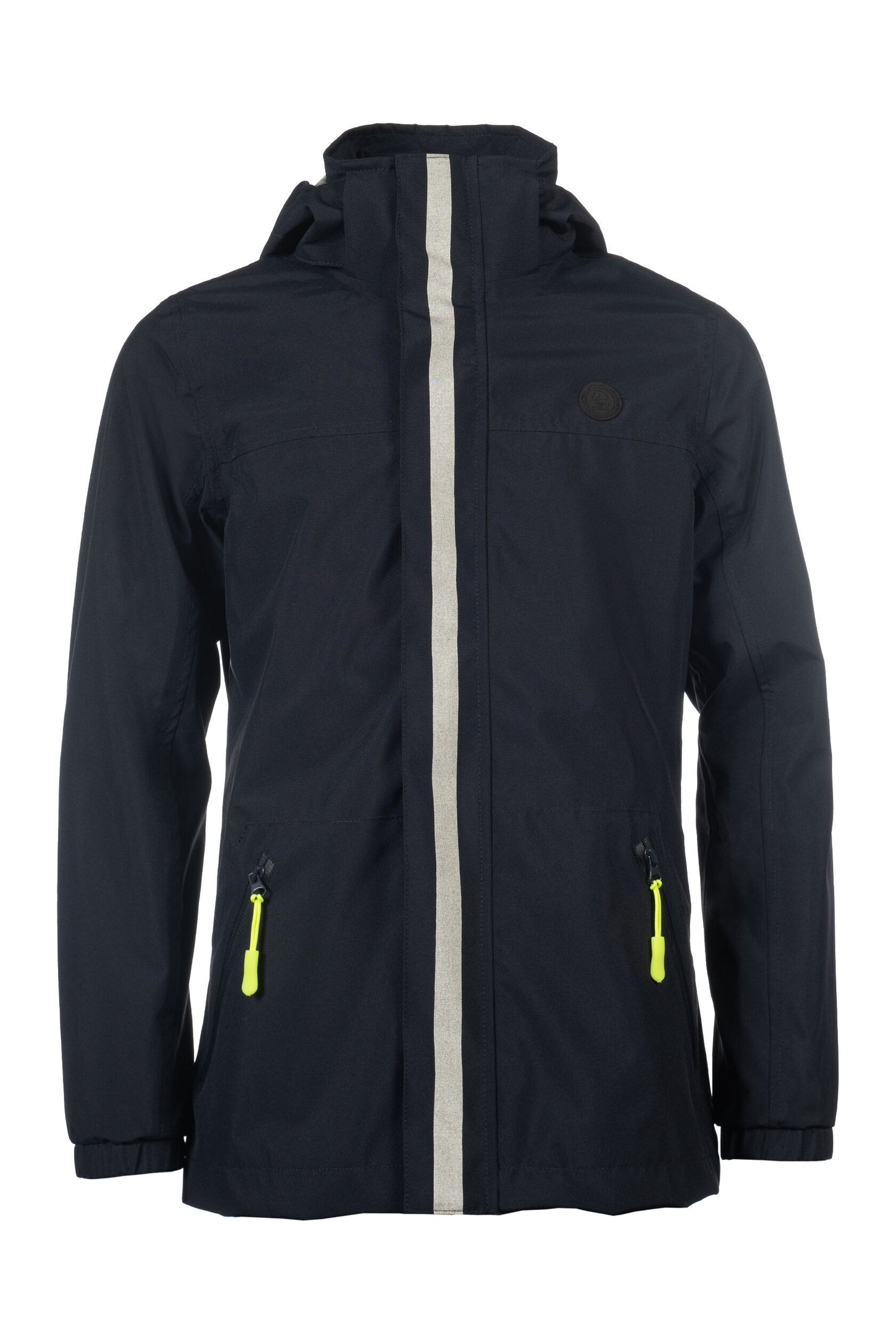 waterproof kids rain jacket with taped seams and hood dark blue