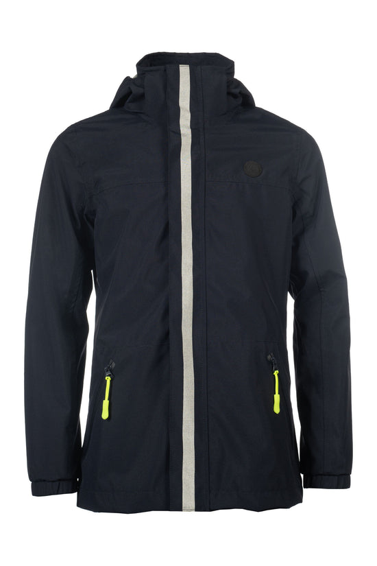 waterproof kids rain jacket with taped seams and hood dark blue