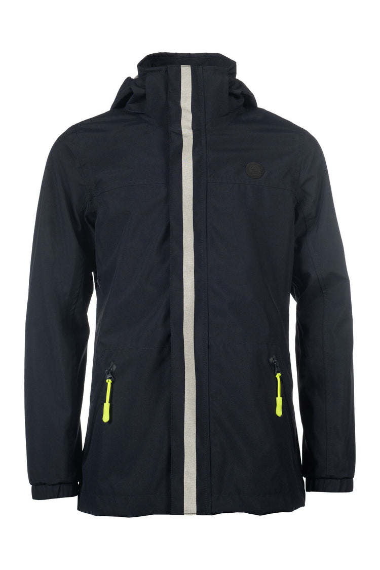 waterproof kids rain jacket with taped seams and hood dark blue