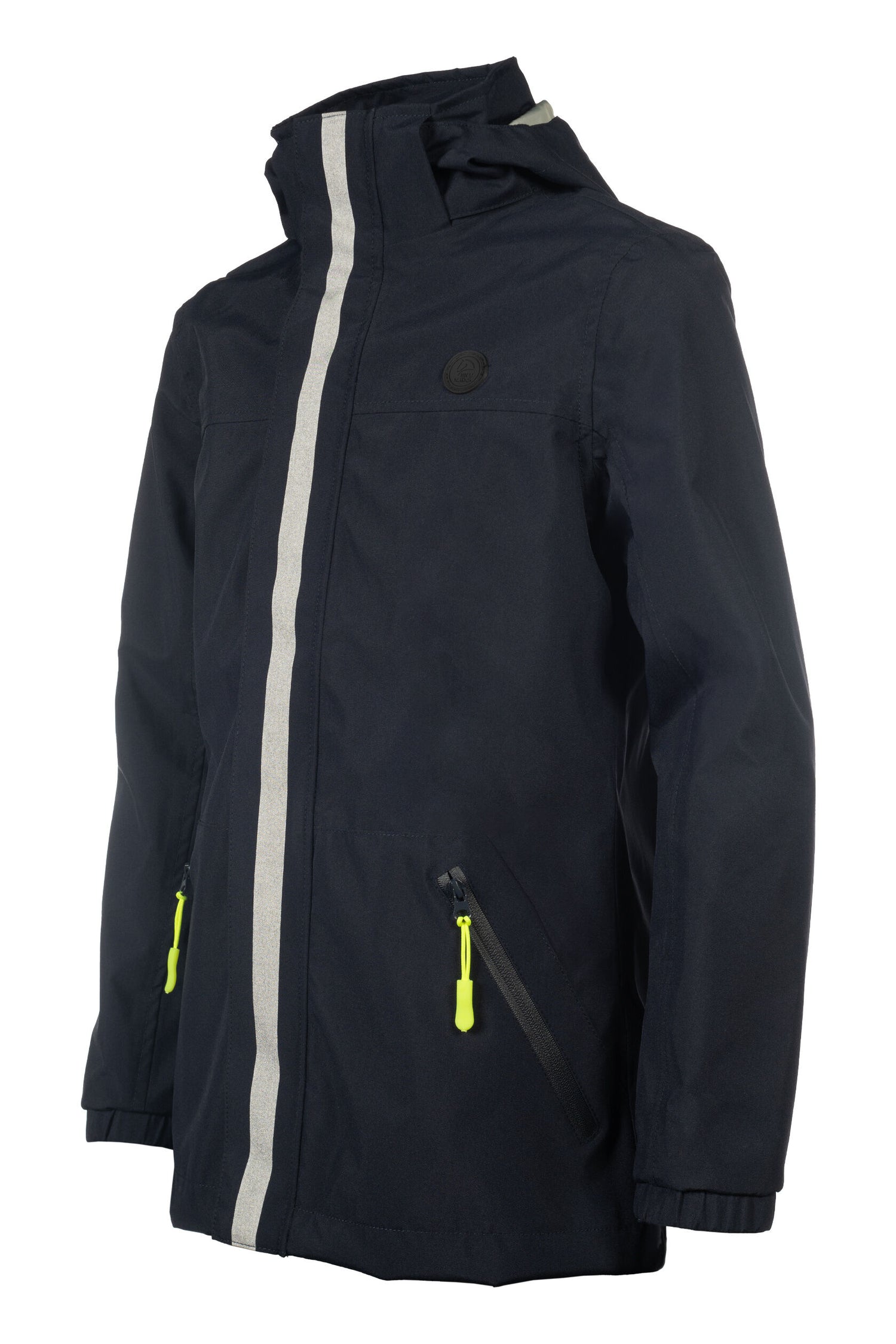 breathable children’s riding coat with reflective prints for safety navy