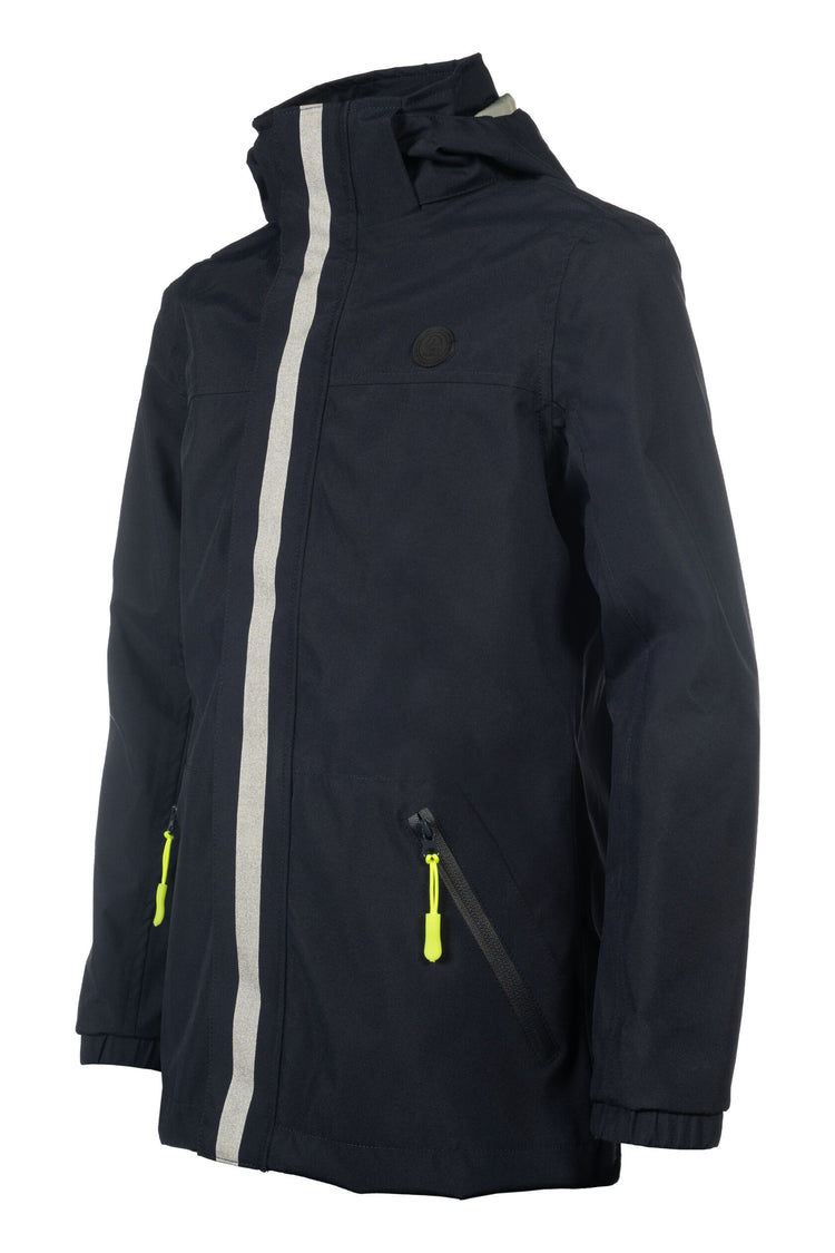 breathable children’s riding coat with reflective prints for safety navy