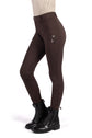 HKM children’s equestrian leggings Mia with horse head detail dark brown