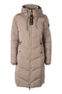 insulated quilted riding coat with water resistant fabric taupe