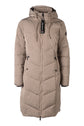 insulated quilted riding coat with water resistant fabric taupe