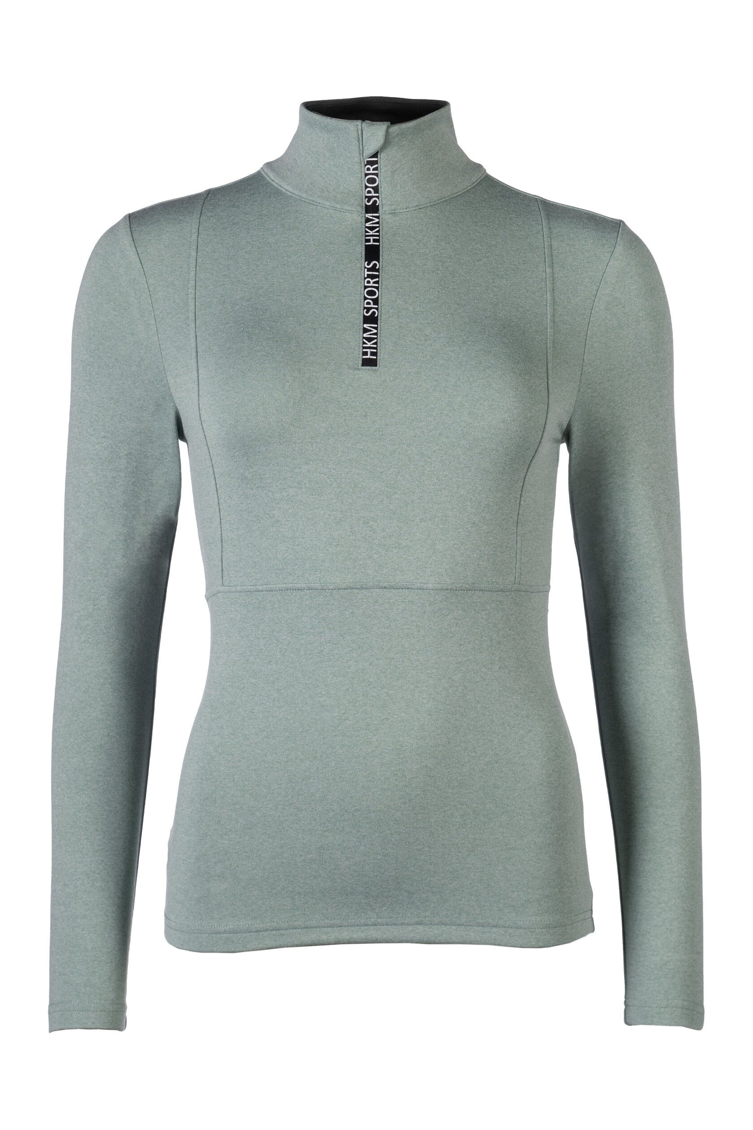 equestrian functional shirt soft material with zip collar sage