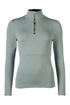 equestrian functional shirt soft material with zip collar sage