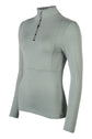 riding shirt with quick front zip and decorative seams green
