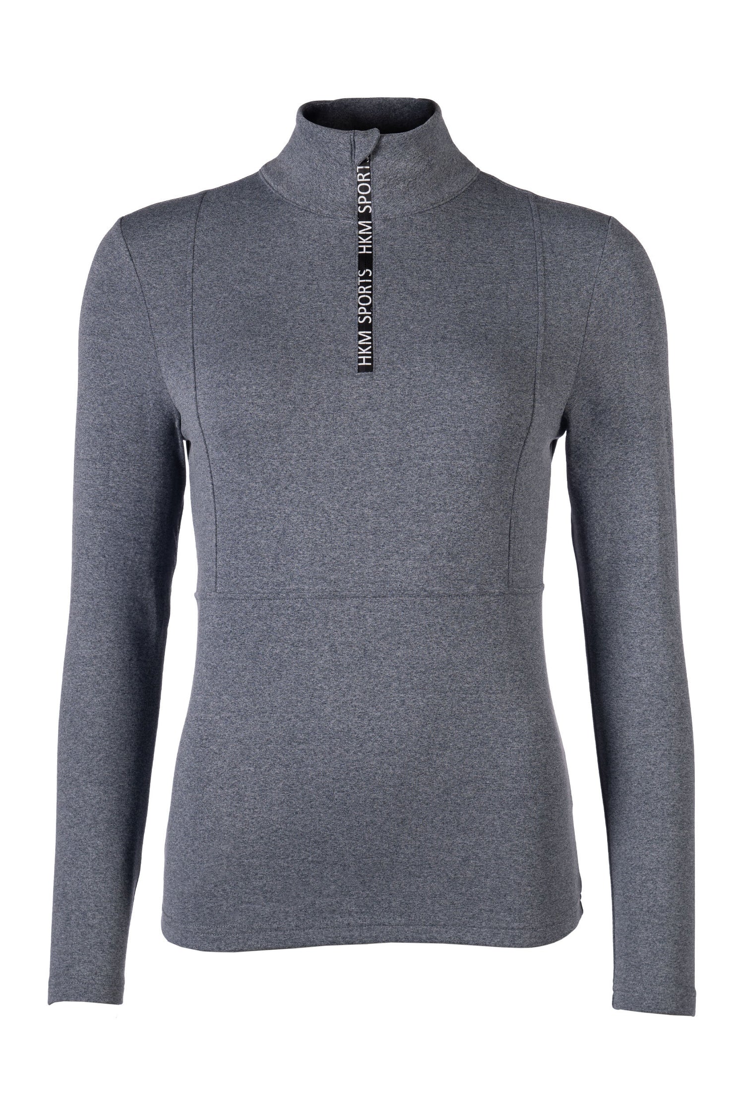 functional riding shirt with zipper and brushed inside blue