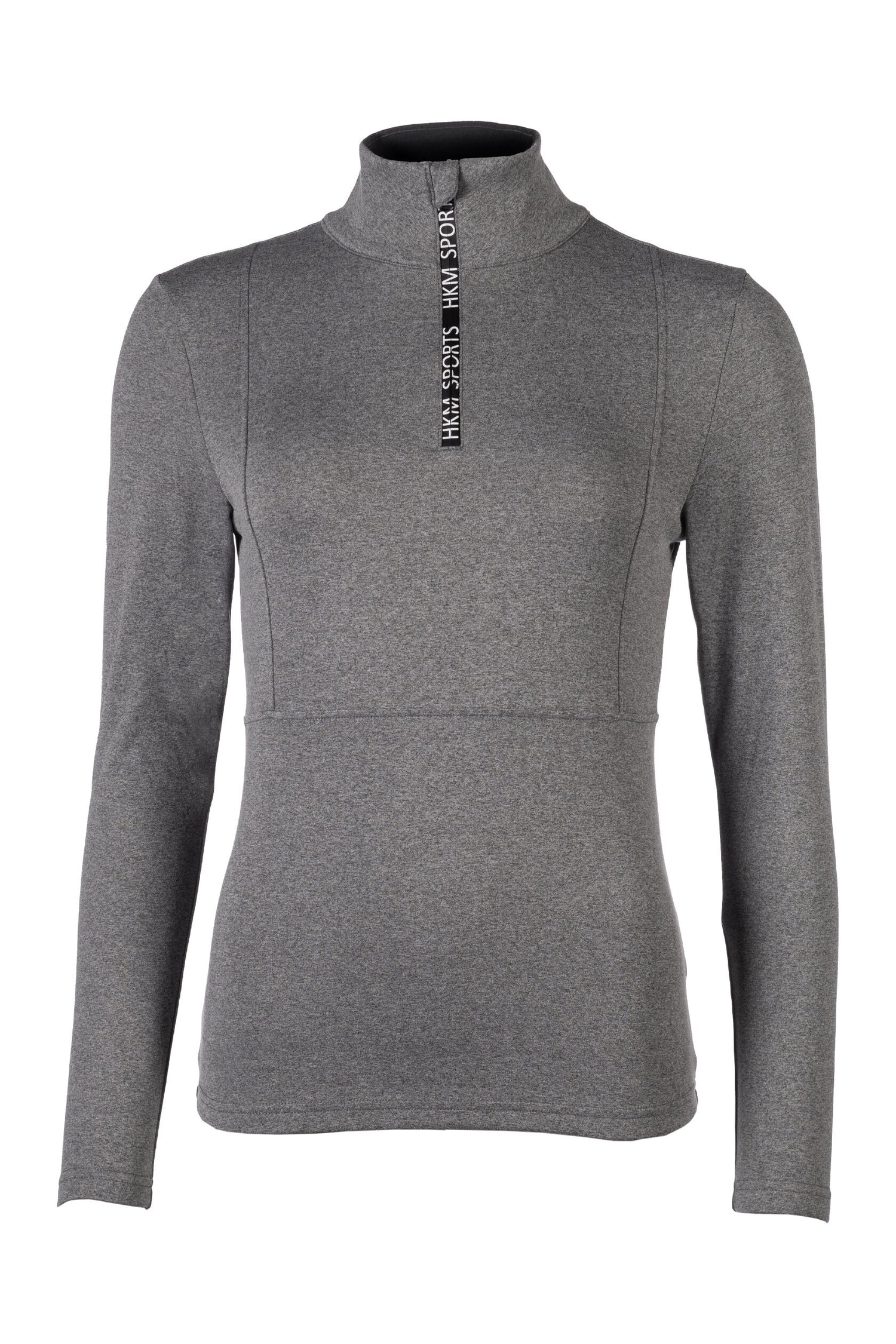 hkm functional shirt supersoft II melange with zipper grey