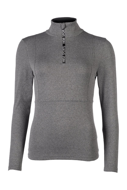 hkm functional shirt supersoft II melange with zipper grey