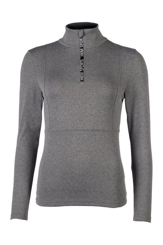 hkm functional shirt supersoft II melange with zipper grey