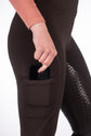 hkm silicone full seat riding legging rio with stitching brown
