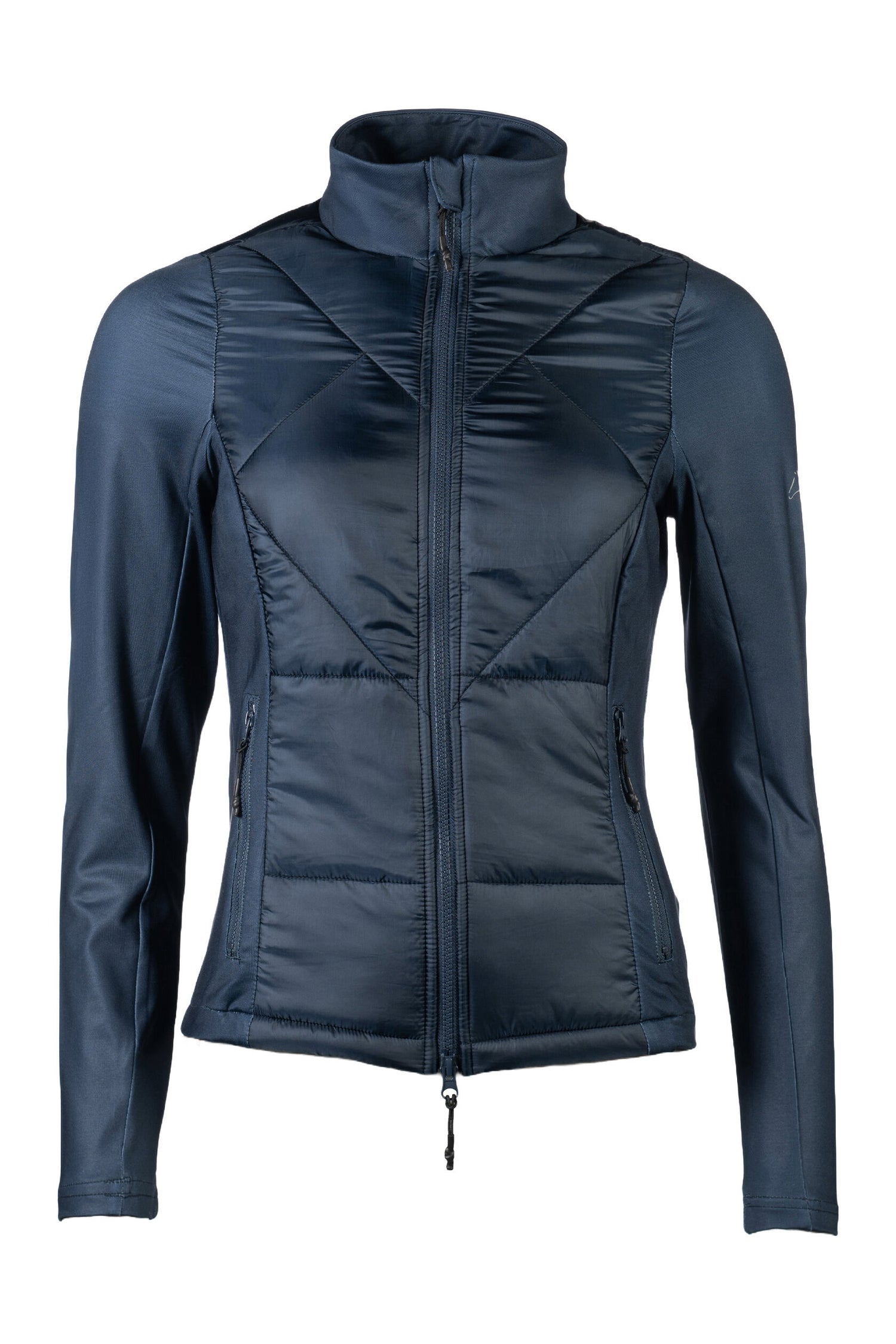breathable quilted riding jacket with two way zip and pockets deepblue