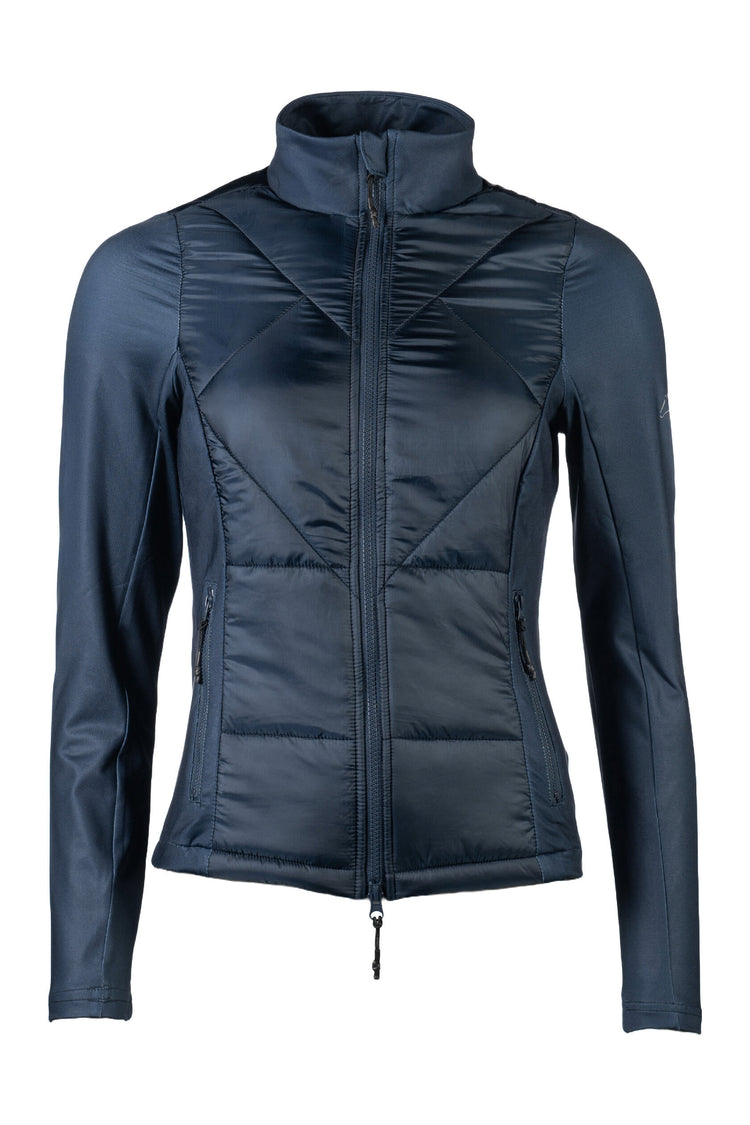 breathable quilted riding jacket with two way zip and pockets deepblue