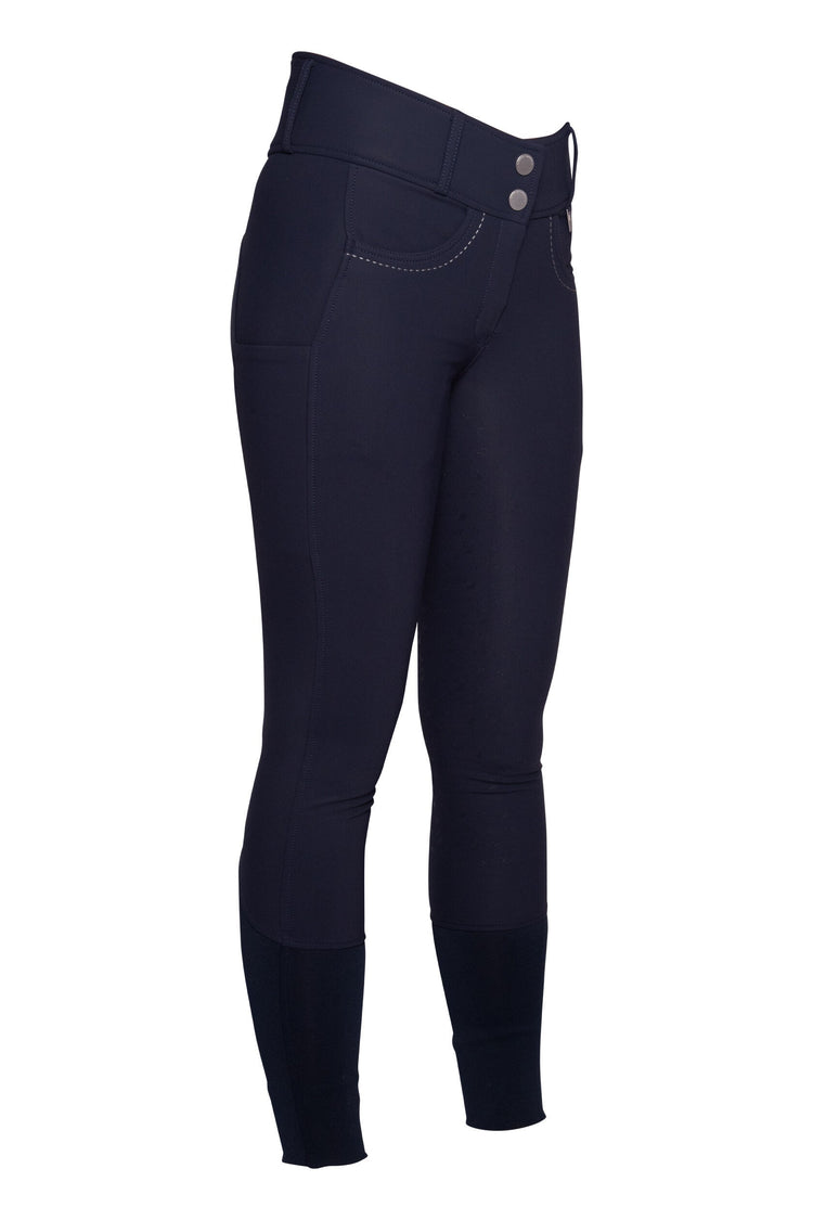 equestrian breeches with mobile phone pocket and elastic ankle blue