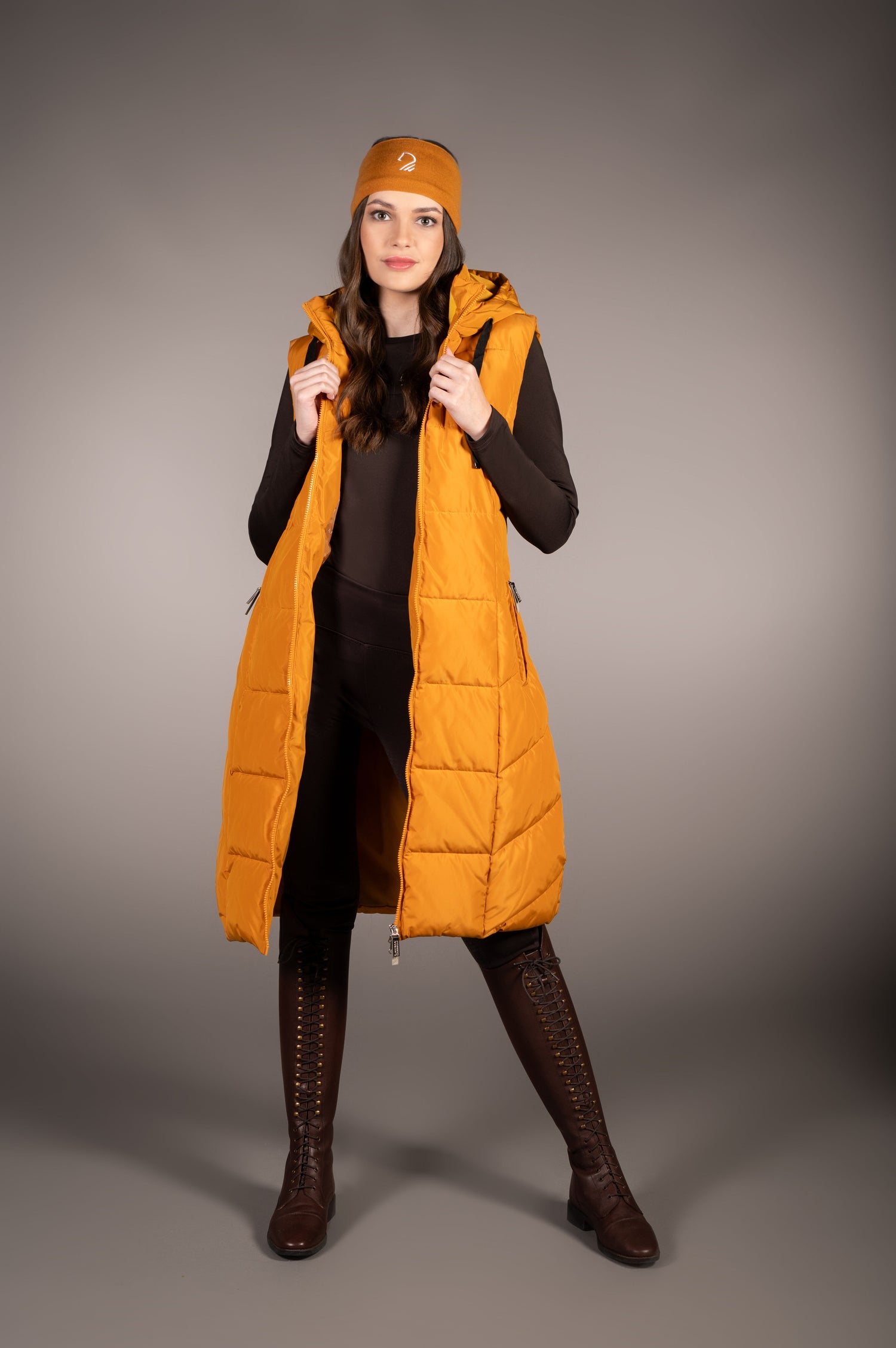 riding jacket with hoodie  mustard