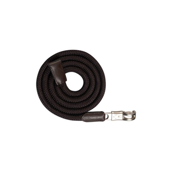 Horse rope with leather ends dark brown