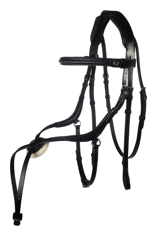 HKM Bridle Carlos German leather with grackle noseband black