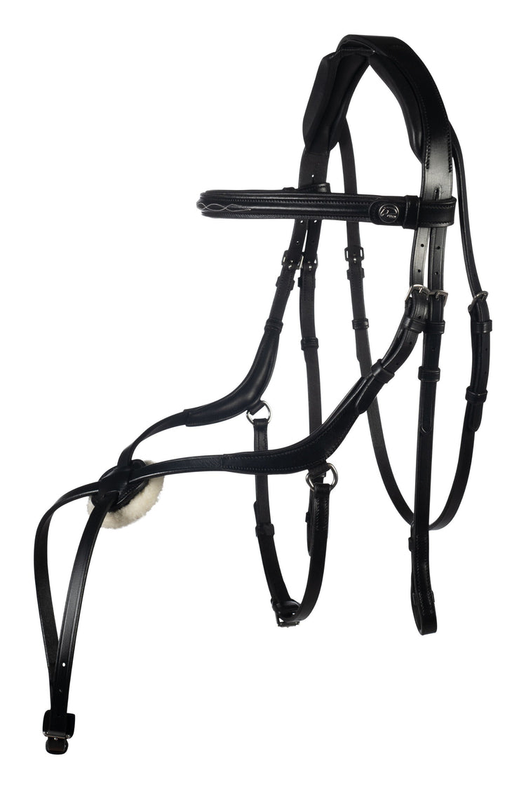 HKM Bridle Carlos German leather with grackle noseband black
