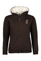 warm insulated kids riding jacket with teddy lined hood dark brown