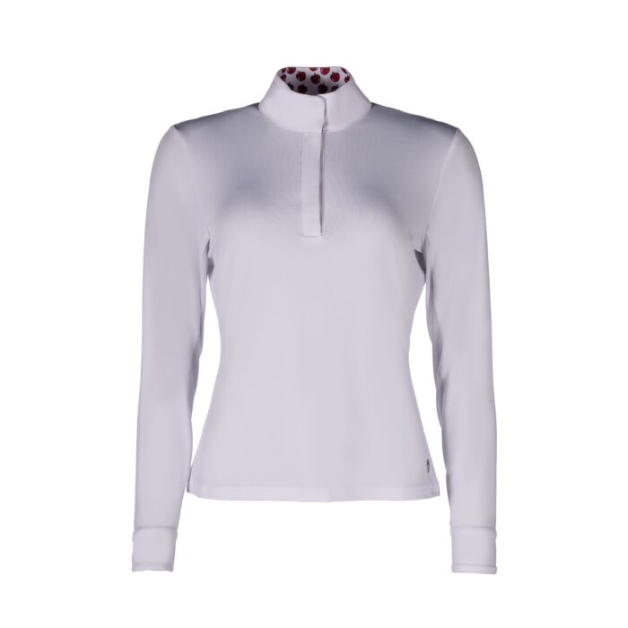 Long sleeve competition riding shirt breathable white