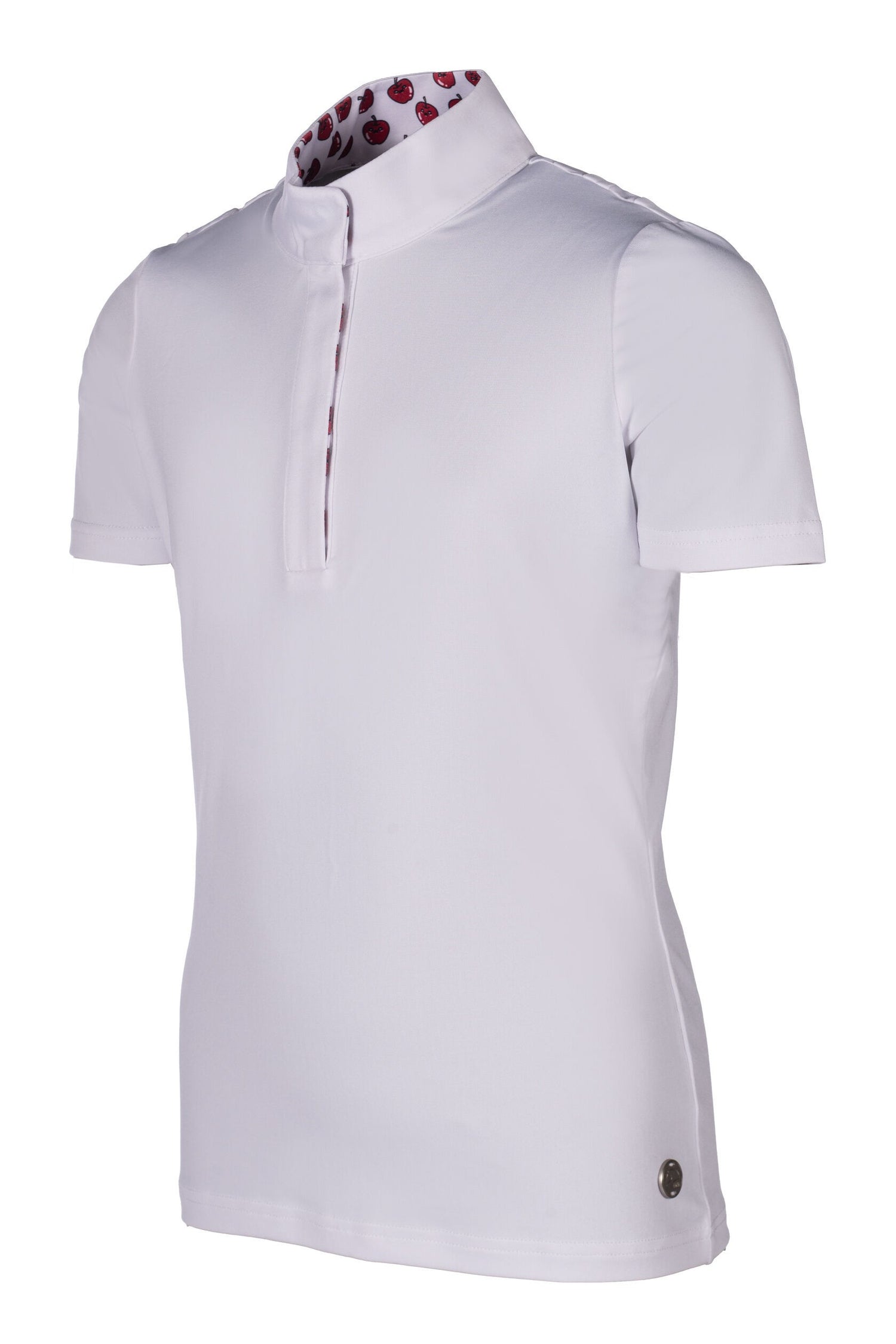 Comfortable kids competition shirt with decorative collar print for summer white