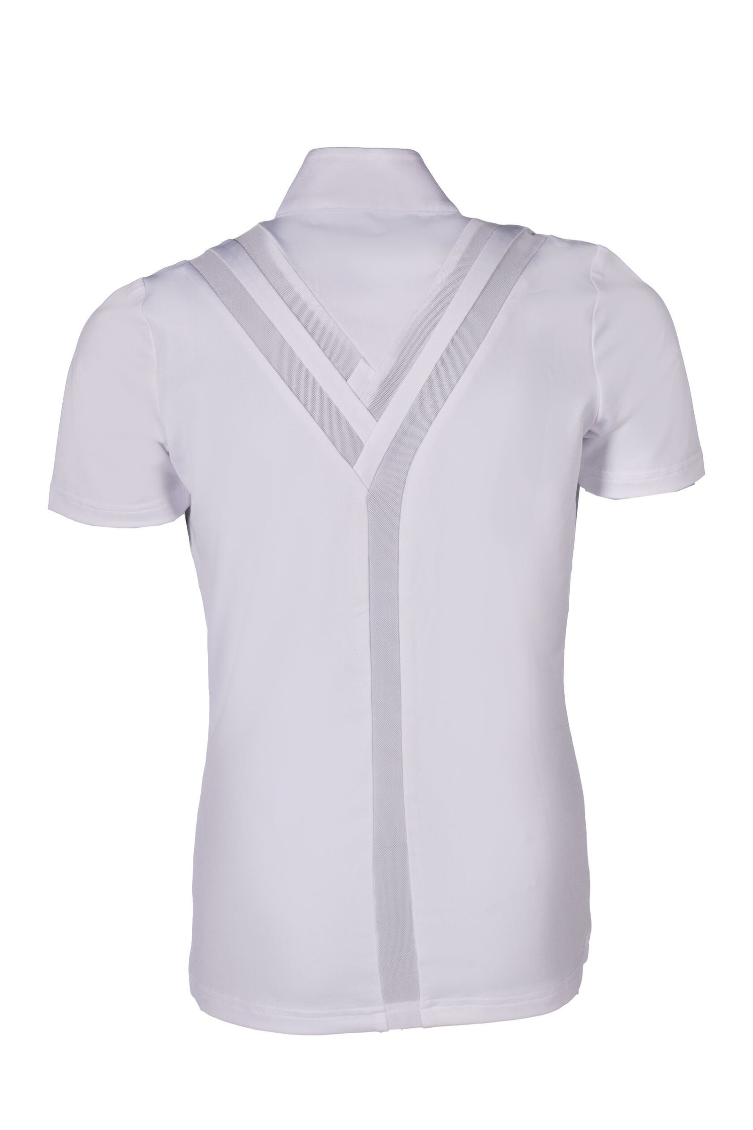 Kids short sleeve competition shirt with stand-up collar for riding