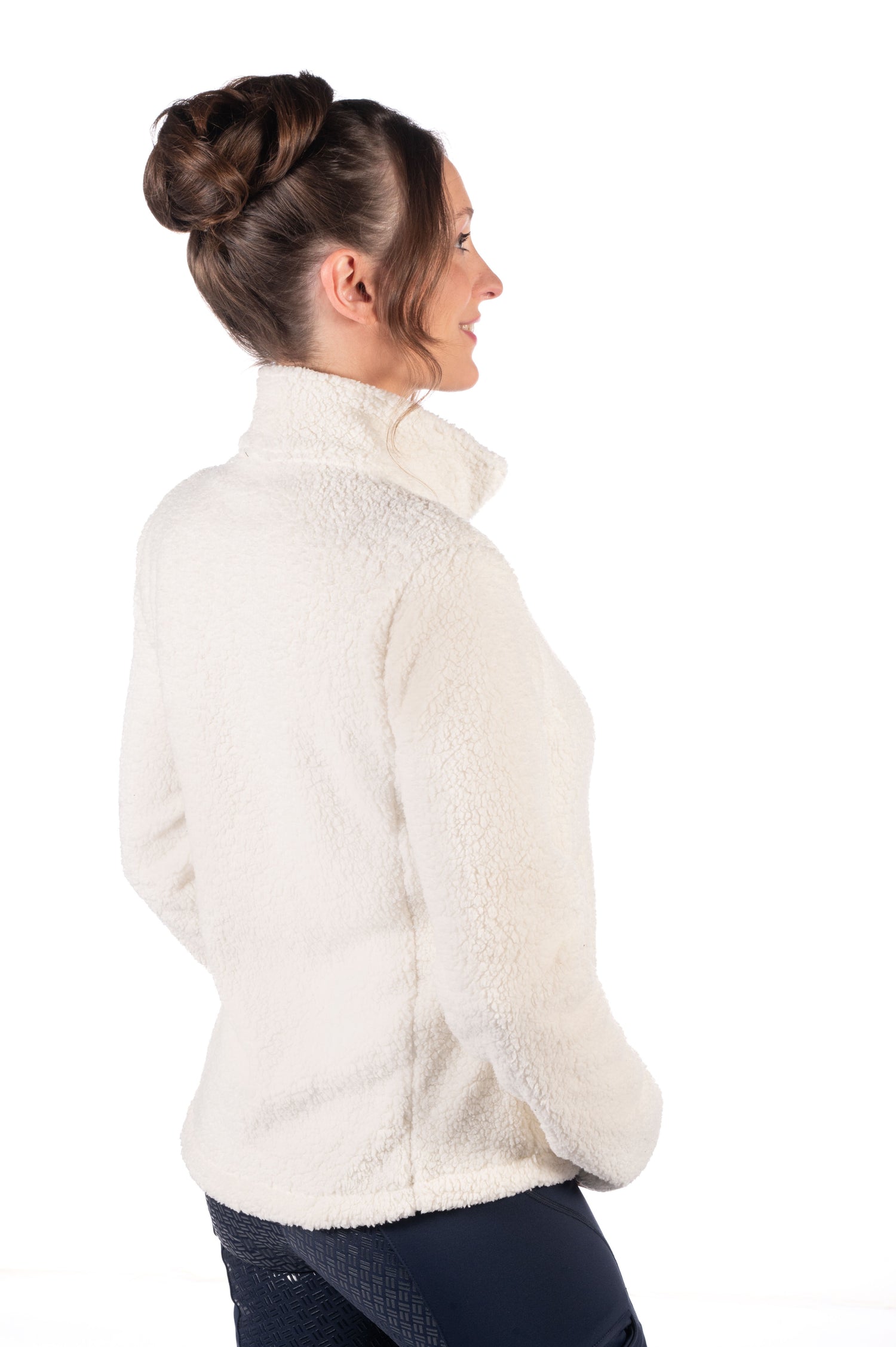 hkm teddy jacket cloud soft and cuddly riding wear cream