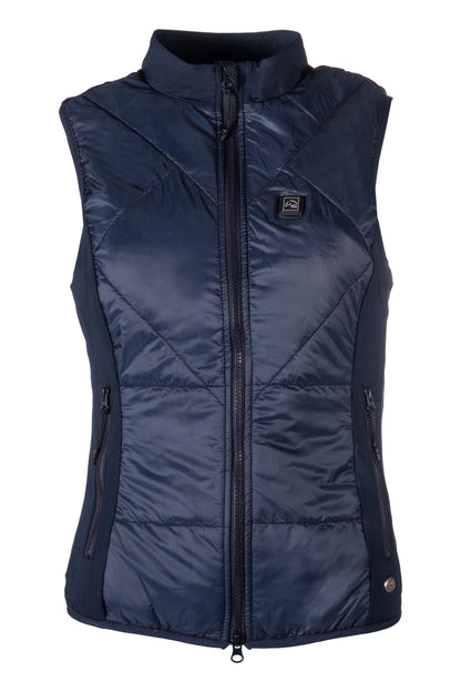 heated riding vest with adjustable temperature and power bank blue